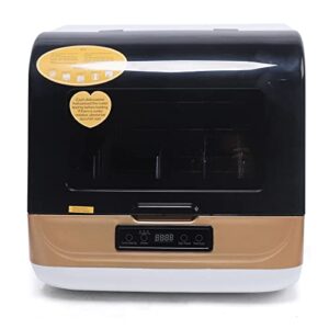 360 degree automatic dishwasher deep heating cleaning machin portable compact countertop air dry dishwasher mini dish washer with 4 programs for home small apartments dorms and rvs (gold)