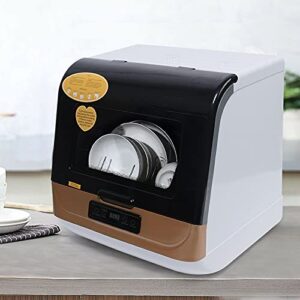 360 Degree Automatic Dishwasher Deep Heating Cleaning Machin Portable Compact Countertop Air Dry Dishwasher Mini Dish Washer with 4 Programs for Home Small Apartments Dorms and RVs (Gold)