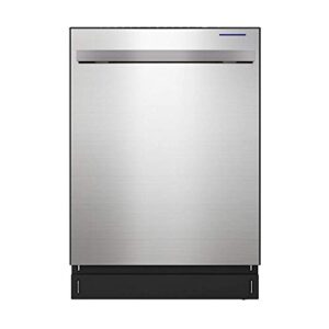 sharp sdw6757es slide-in dishwasher, stainless steel finish, 24″ wide, soil sensors, premium white led interior lighting, smooth glide rails, heated dry option, responsive wash cycles, power wash zone