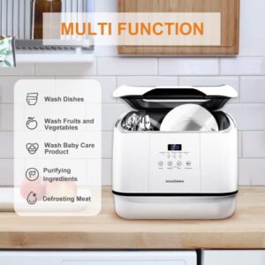 Portable Dishwasher Countertop, Compact Dishwasher with 6.5L Water Consumption, 7 Washing Programs, 360° Dual Spray, Anti-Leakage & Air-Dry Function, Mini Dishwasher for Apartments