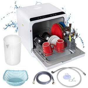 deco home portable countertop dishwasher with built-in water tank and hook up, 5 cleaning modes, drying heating element