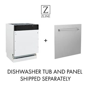 ZLINE Autograph Edition 24" 3rd Rack Top Control Tall Tub Dishwasher in Black Stainless Steel with Gold Handle, 51dBa (DWVZ-BS-24-G)