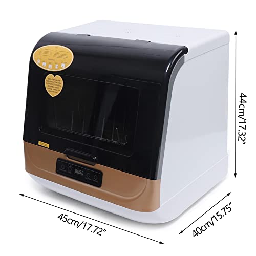 6-Liter Compact Portable Countertop Dishwasher 360° Streak-Free Deep Cleaning Air Drying with 4 Washing Programs for Apartments, Dorms& RVs
