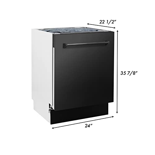 24" Top Control Tall Tub Dishwasher in Custom Panel Ready with Stainless Steel Tub and 3rd Rack (DWV-24) (Black Stainless Steel)