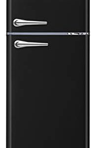 FRIGIDAIRE EFR756-BLACK EFR756, 2 Door Apartment Size Retro Refrigerator with Top Freezer, Chrome Handles, 7.5 cu ft, Black