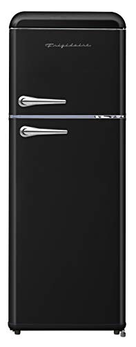 FRIGIDAIRE EFR756-BLACK EFR756, 2 Door Apartment Size Retro Refrigerator with Top Freezer, Chrome Handles, 7.5 cu ft, Black