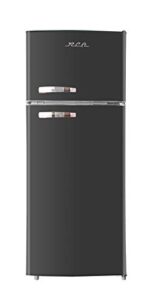rca rfr1055-black, retro 2 door apartment size refrigerator with freezer, 10, black, cu ft