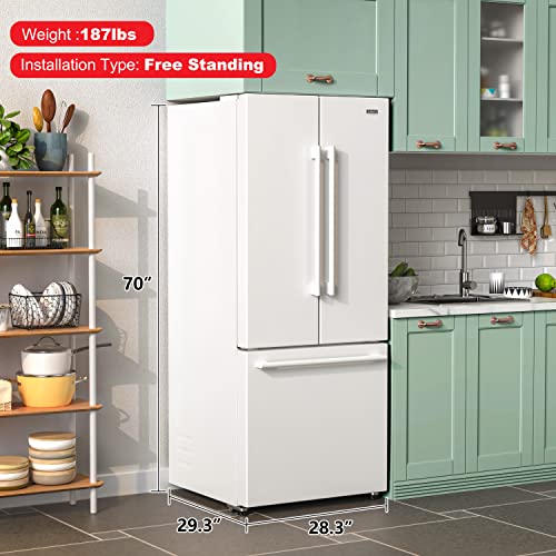 Galanz GLR16FWEE16 3-French Door Refrigerator with Bottom Freezer Adjustable Electrical Thermostat, Humidity Control, Frost-Free, 16 Cu.Ft, White, cu ft