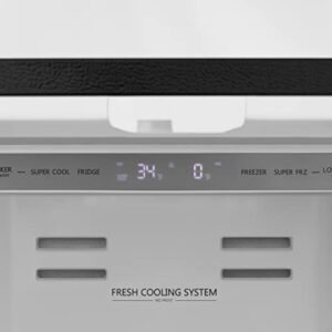 Z Line Kitchen and Bath ZLINE 36 in. 22.5 cu. ft Freestanding French Door Refrigerator with Ice Maker in Fingerprint Resistant Black Stainless Steel (RFM-36-BS)