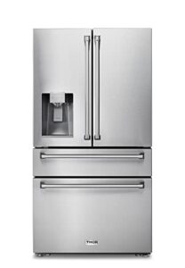 thor kitchen 36 inch professional french door refrigerator with ice and water dispenser – trf3601fd
