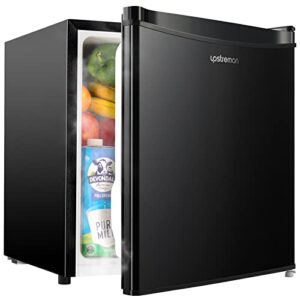 upstreman 1.7 cu.ft mini fridge with freezer, adjustable thermostat, energy saving, low noise, single door compact refrigerator for dorm, office, bedroom, black-fr17