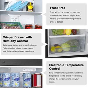 Galanz GLR12TS5F Refrigerator, Dual Door Fridge, Adjustable Electrical Thermostat Control with Top Mount Freezer Compartment, 12.0 Cu.Ft, Stainless Steel, 12