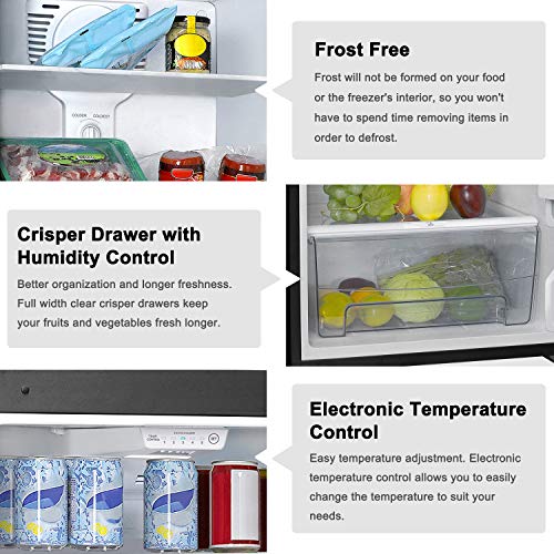 Galanz GLR12TS5F Refrigerator, Dual Door Fridge, Adjustable Electrical Thermostat Control with Top Mount Freezer Compartment, 12.0 Cu.Ft, Stainless Steel, 12