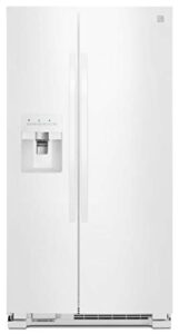 kenmore 36″ side-by-side refrigerator and freezer with 25 cubic ft. total capacity, white