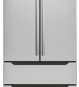 KoolMore RS-FR22 Counter Depth 22.5 Cu.Ft French Door Refrigerator with Automatic Ice Maker Stainless-Steel Fridge, Silver