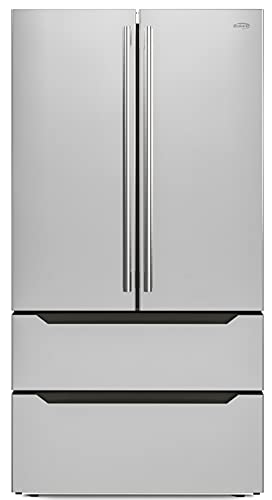 KoolMore RS-FR22 Counter Depth 22.5 Cu.Ft French Door Refrigerator with Automatic Ice Maker Stainless-Steel Fridge, Silver