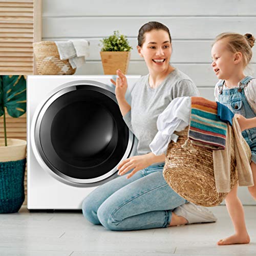 COSTWAY Compact Laundry Dryer, 110V Electric Portable Clothes Dryer with Stainless Steel Tub, Control Panel Downside Easy Control for 4 Automatic Drying Mode, White