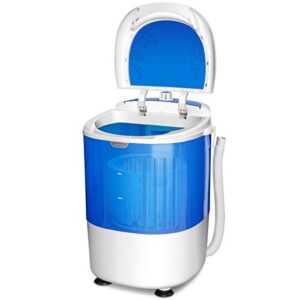 COSTWAY Portable Mini Washing Machine with Spin Dryer, Washing Capacity 5.5lbs, Electric Compact Machines Durable Design Energy Saving, Rotary Controller, Laundry Washer for Home Apartment RV, Blue