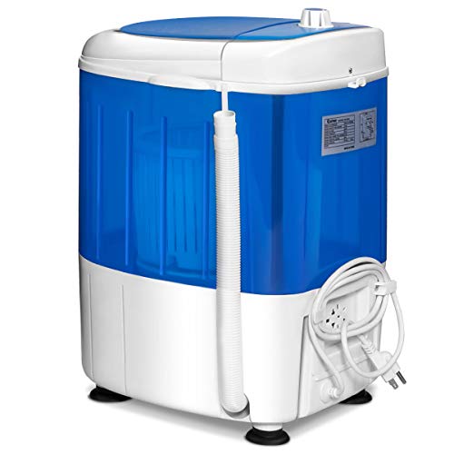 COSTWAY Portable Mini Washing Machine with Spin Dryer, Washing Capacity 5.5lbs, Electric Compact Machines Durable Design Energy Saving, Rotary Controller, Laundry Washer for Home Apartment RV, Blue