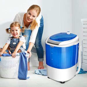 COSTWAY Portable Mini Washing Machine with Spin Dryer, Washing Capacity 5.5lbs, Electric Compact Machines Durable Design Energy Saving, Rotary Controller, Laundry Washer for Home Apartment RV, Blue