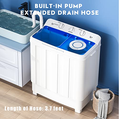Auertech Portable Washing Machine, 28lbs Twin Tub Washer Mini Compact Laundry Machine with Drain Pump, Semi-automatic 18lbs Washer 10lbs Spinner Combo for Dorms, Apartments, RVs