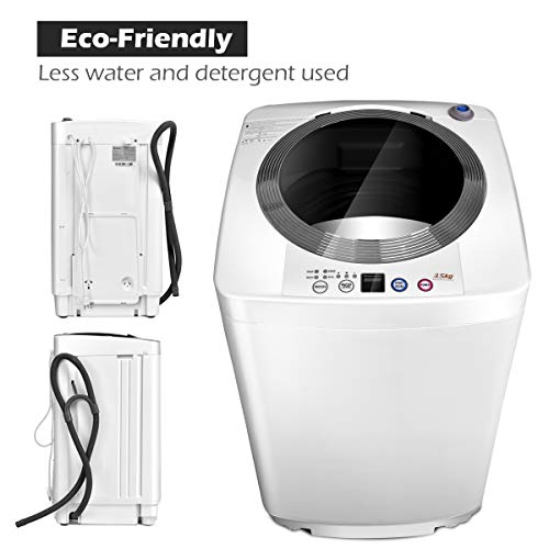 Giantex Portable Washing Machine, Full Automatic Washer and Dryer Combo, with Built-in Pump Drain 8 LBS Capacity Compact Laundry Washer Spinner for Apartment RV Dorm