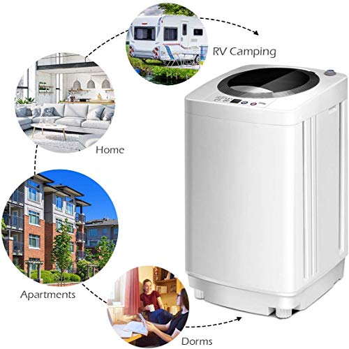 Giantex Portable Washing Machine, Full Automatic Washer and Dryer Combo, with Built-in Pump Drain 8 LBS Capacity Compact Laundry Washer Spinner for Apartment RV Dorm