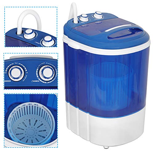 SUPER DEAL Mini Washer 5.7 lbs Capacity Portable Single Tub Compact Washing Machine with Spin Cycle Basket and Drain Hose for Camping, Traveling, Apartments, Dorms, RVs 110V