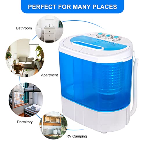 ZenStyle Portable Washer Compact Twin Tub 9.9 LB Mini Top Load Washing Machine Washer/Spinner w/ 6.57 FT Inlet Hose