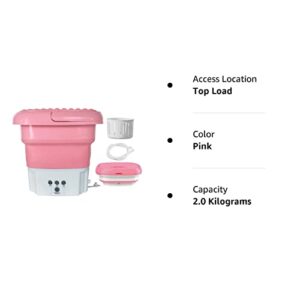 Portable Washing Machine, Mini Foldable Washer and Spin Dryer Small Foldable Bucket Washer for Camping, RV, Travel, Small Spaces, Lightweight and Easy to Carry (Pink)