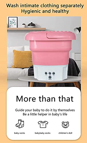 Portable Washing Machine, Mini Foldable Washer and Spin Dryer Small Foldable Bucket Washer for Camping, RV, Travel, Small Spaces, Lightweight and Easy to Carry (Pink)