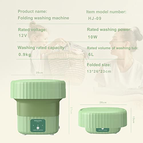 Portable washing Machine,Foldable Mini Washing Machine, Small Washer for Baby Clothes, Underwear or Small Items, Apartment, Dorm, Camping, RV Travel laundry- Gift Choice, Green