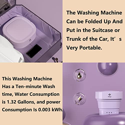 XZ-SMART Foldable Mini Small Portable Washer Washing Machine for Apartment, Laundry, Camping, RV, Travel, Underwear, Socks, Baby clothes (110V-240V) (PURPLE)