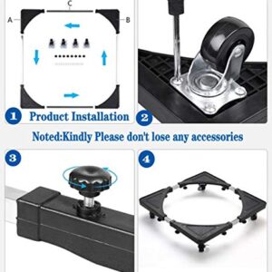 Movable Base Size Adjustable Washing Machine Base for Dryer Refrigerator Telescopic Furniture Dolly Roller with Swivel Locking Casters (4 Wheels) 16-22"