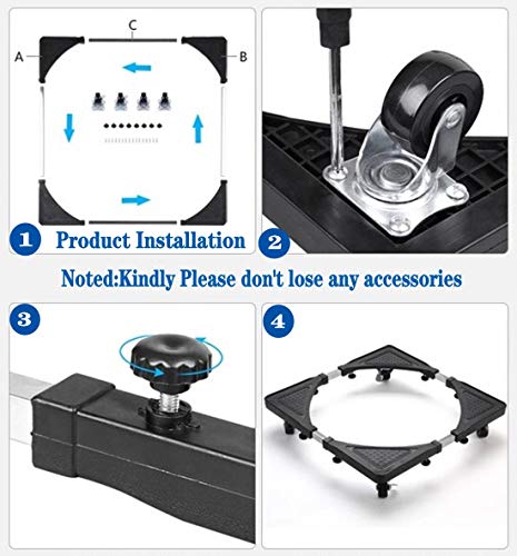 Movable Base Size Adjustable Washing Machine Base for Dryer Refrigerator Telescopic Furniture Dolly Roller with Swivel Locking Casters (4 Wheels) 16-22"