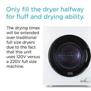 BLACK+DECKER BCED26 Compact Dryer for Standard Wall Outlet, Small, 5 Modes, Load Volume 8.8 lbs., White