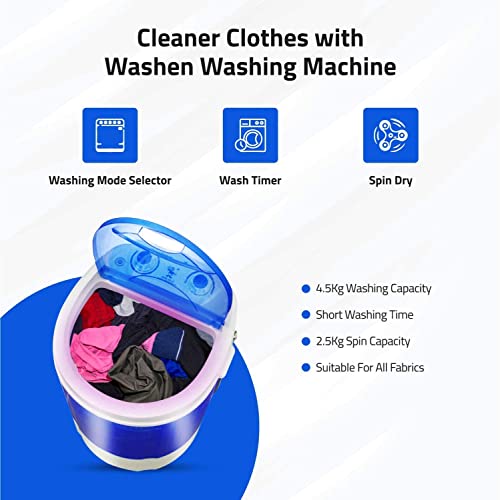 DENSORS Portable Single Tub Washer - The Laundry Alternative - Washing Capacity Less Than 1.2Kg - Portable Clothes Washer For Small Clothes Like Socks, Undergarments Etc - Travel Washing Machine