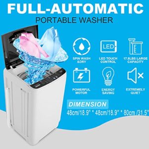 Nictemaw Portable Washing Machine, 17.6Lbs Capacity Portable Washer with Drain Pump, 10 Wash Programs/LED Display/8 Water Levels/Faucet Adapter, 1.9 Cu.ft Full-automatic Compact Laundry Washer for Apartment, Dorm, Rvs