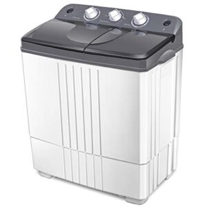 giantex washing machine, twin tub washer and dryer combo, 20lbs capacity (12lbs washing and 8lbs spinning), compact portable mini laundry washer for apartment, semi-automatic, inlet and drain hose