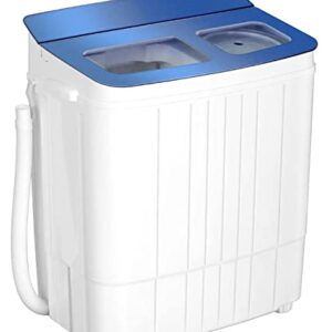 Atripark Portable Mini Washing Machine, Atripark Compact 17.6lbs Twin Tub Washer (11lbs) and Spin Dryer Combo (6.6lbs), Timer Control with Soaking Function Ideal for Dorms, Apartments, RVs, Camping etc, Blue