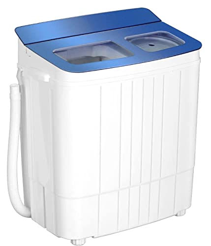 Atripark Portable Mini Washing Machine, Atripark Compact 17.6lbs Twin Tub Washer (11lbs) and Spin Dryer Combo (6.6lbs), Timer Control with Soaking Function Ideal for Dorms, Apartments, RVs, Camping etc, Blue