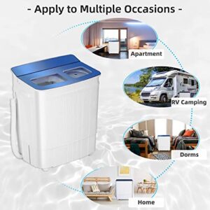 Atripark Portable Mini Washing Machine, Atripark Compact 17.6lbs Twin Tub Washer (11lbs) and Spin Dryer Combo (6.6lbs), Timer Control with Soaking Function Ideal for Dorms, Apartments, RVs, Camping etc, Blue