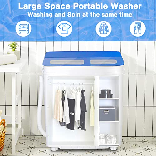 INTERGREAT Portable Waher and Dryer, 17.6 lbs Mini Small Washing Machine Combo with Spin Dryer, Compact Twin Tub Laundry Washer Machine for Apartments, Dorm, Rv, Camping, Blue