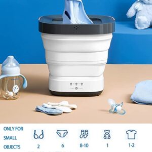 MOYU Mini Portable Bucket Washer Foldable Washing Machine with Spin Dry and Drainage Pipe (White US Plug 110 v)