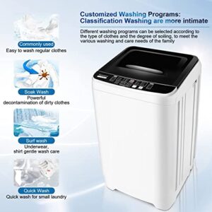 Nictemaw Portable Washing Machine 𝟏𝟕.𝟔Lbs Capacity Portable Washer 1.9 Cu.ft Full-Automatic Compact Laundry Washer With Drain Pump,10 Wash Programs 8 water levels with LED display Ideal for Home