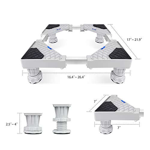 Discount Parts Direct Adjustable Mini Refrigerator Stand-Dryer Stand Strong Feet, Adjustable Multi-functional Furniture Base Moving Cart, for Refrigerator, Dryer and Washing Machine