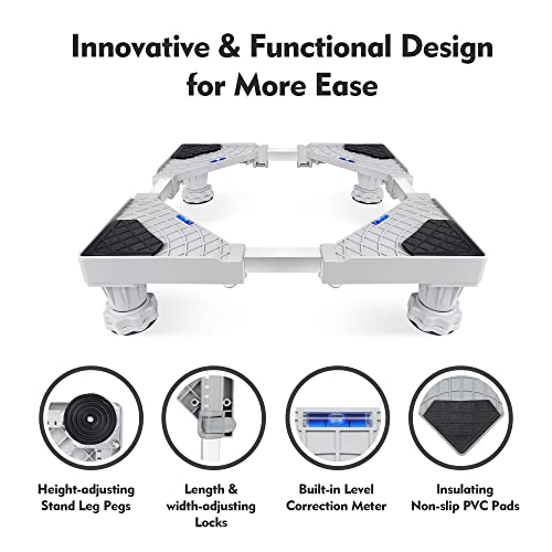 Discount Parts Direct Adjustable Mini Refrigerator Stand-Dryer Stand Strong Feet, Adjustable Multi-functional Furniture Base Moving Cart, for Refrigerator, Dryer and Washing Machine