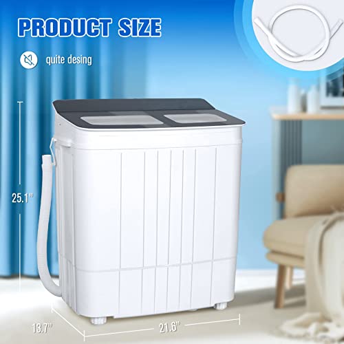 Bonusall Portable Washing Machine Compact 17.6 lbs, Mini 2IN1 Washer and Spin Dryer Combo with Built-in Gravity Drain, Small Twin Tub Washing Machine for Apartment Dorms RV, Grey