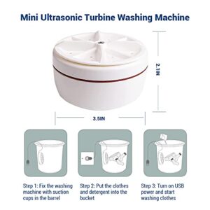 Mini Washing Machine,Ultrasonic Turbine Washing,Machine Portable Turbo Washing Machine for Travelling,Business Trip,Camping,College Room.Turbo Washer for Cleaning Sock,Underwear,Small Rags.