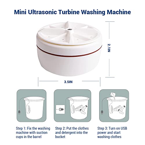 Mini Washing Machine,Ultrasonic Turbine Washing,Machine Portable Turbo Washing Machine for Travelling,Business Trip,Camping,College Room.Turbo Washer for Cleaning Sock,Underwear,Small Rags.